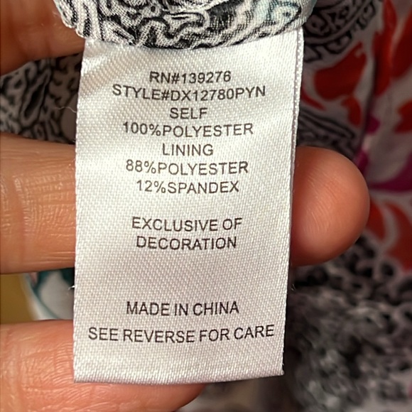 Daniel Rainn Top Womens 2X Colorful Boho Print Long Sleeve Tie Neck Peasant Soft - Picture 6 of 9